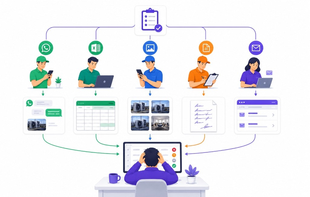 Gestion sous-traitants : une mission fragmentée entre WhatsApp, tableurs, photos, papier et emails — le donneur d’ordre submergé sans vue consolidée