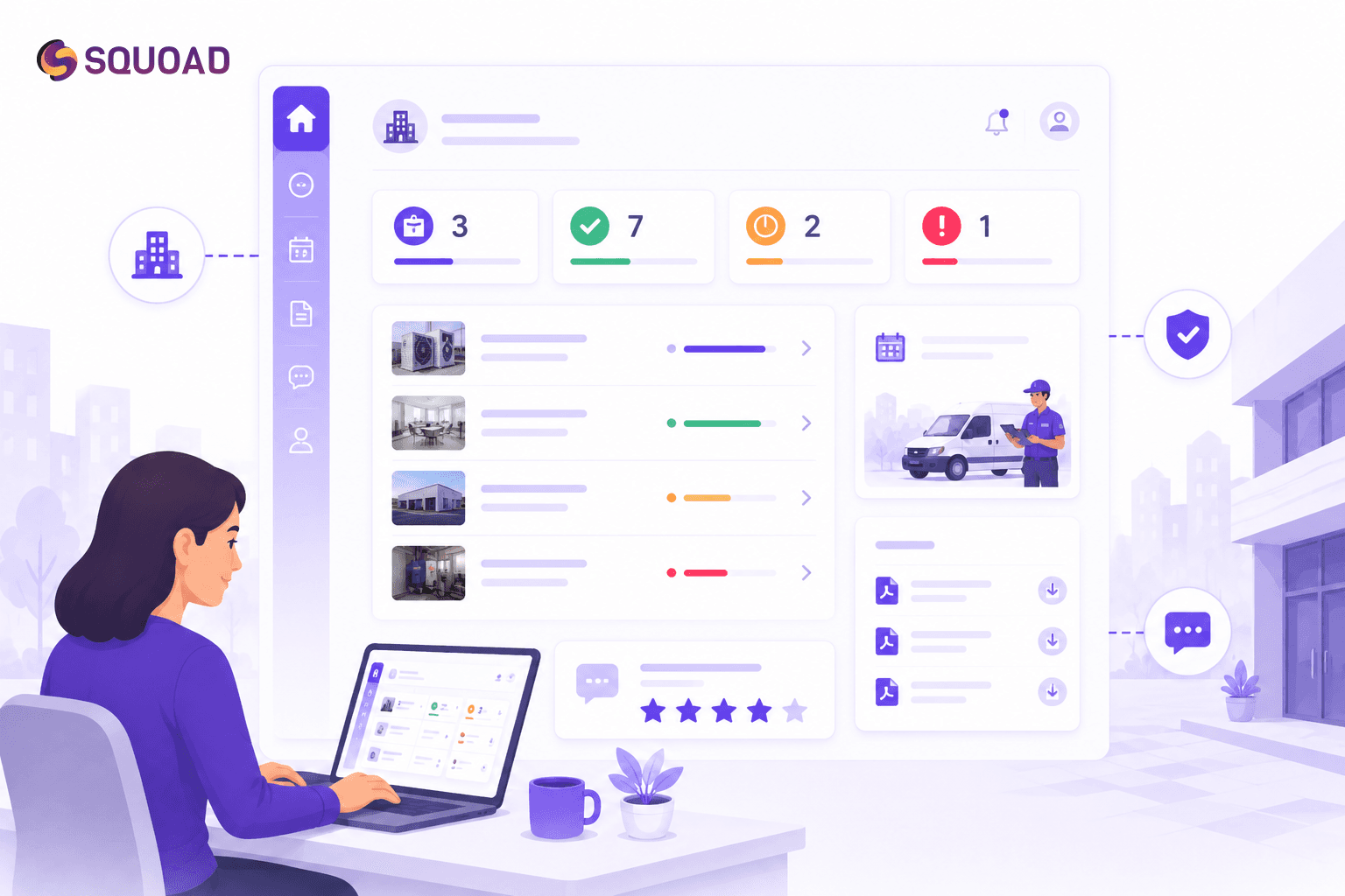 Portail client Squoad — demande et suivi d’une prestation sur site